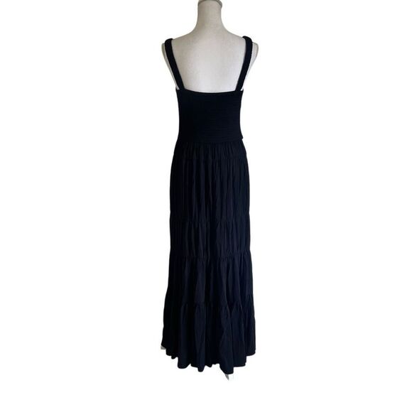 La Ligne Mary Alice Smocked Tank Jersey Midi Dress Black Large NEW MSRP $495 - Picture 5 of 11